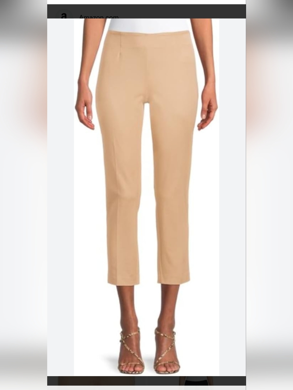 Time and Tru Cropped Ponte Pants in Tan